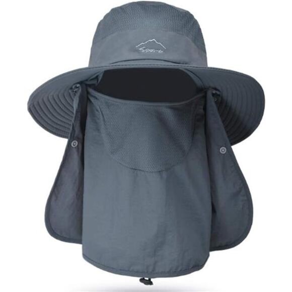 Fishing Hat for Men & Women, Outdoor UV Sun Protection Wide Brim Hat with Face - Picture 8 of 14